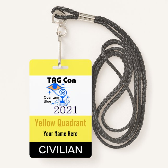 Badge TAG Con 2021 - Quadrant Jaune - Insigne civil (Devant avec lanière)