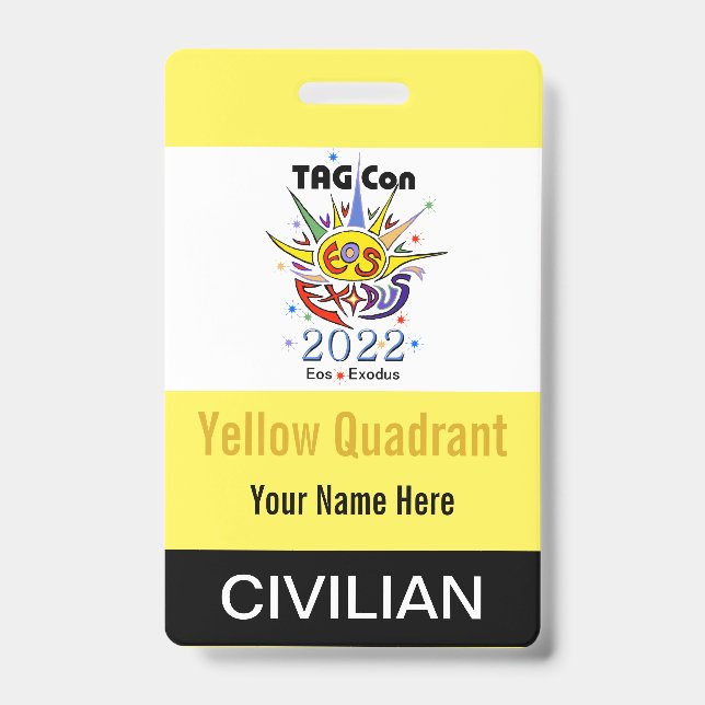 Badge TAG Con 2022 - Quadrant Jaune - Insigne civil (Avant)