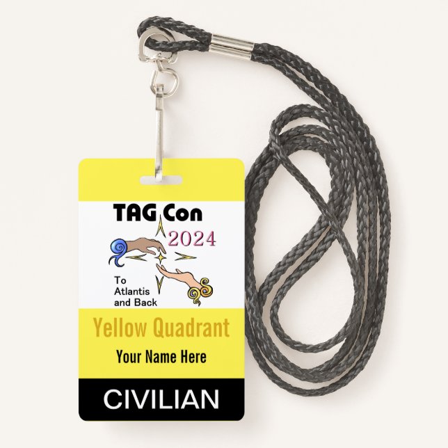 Badge TAG Con 2024 - Quadrant Jaune - Insigne civil (Devant avec lanière)
