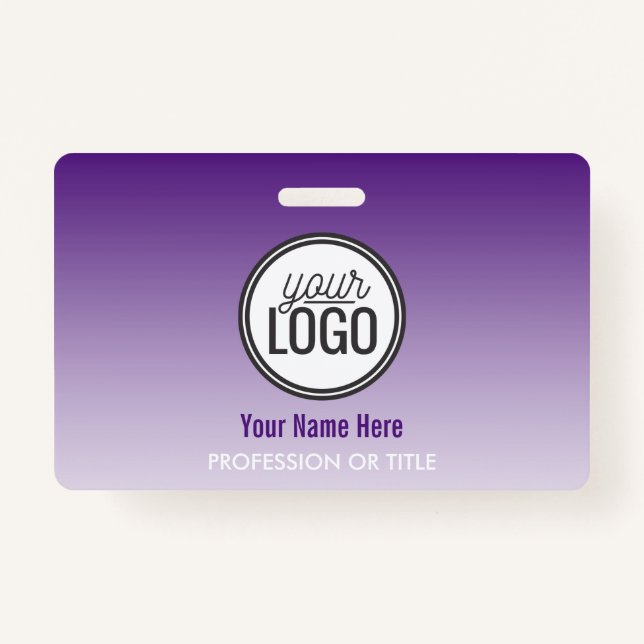 Badge Tag de nom moderne Purple Ombre Professionnel (Devant)