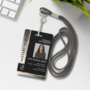 Badge Tampon de notaire professionnel en noir et blanc a