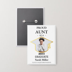Badge Tante fière d'un diplômé de 2026 avec photo et nom