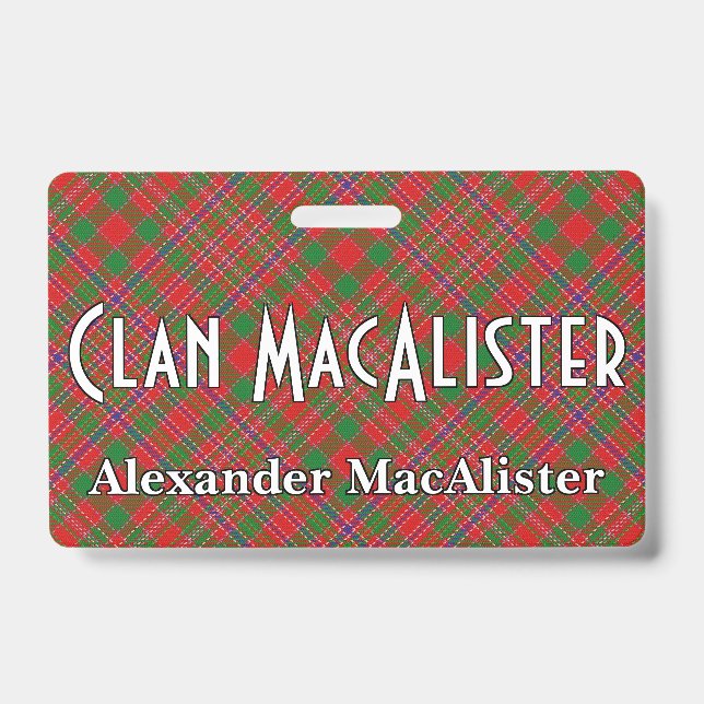 Badge Tartan du clan MacAlister Snappy (Avant)