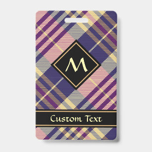 Badge Tartan mauve, or et bleu
