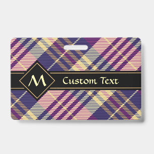 Badge Tartan mauve, or et bleu