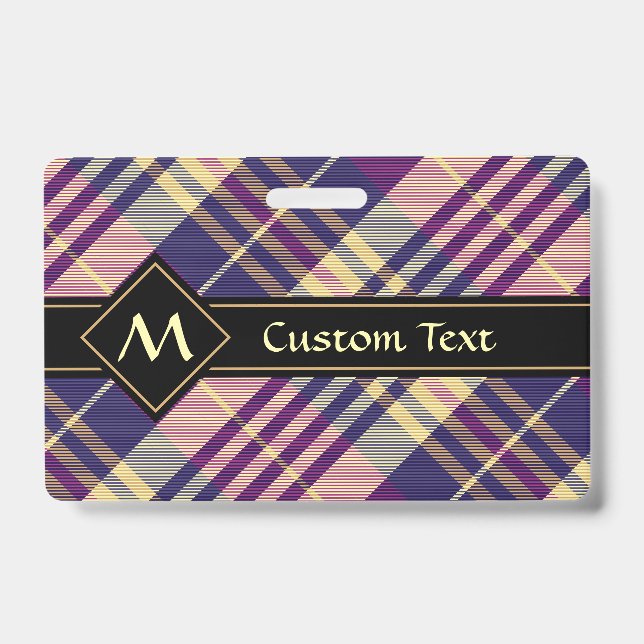 Badge Tartan mauve, or et bleu (Avant)