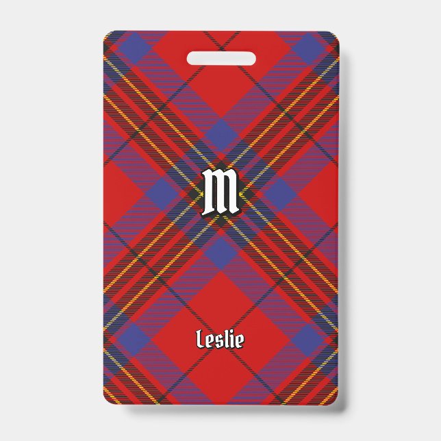 Badge Tartan rouge Clan Leslie (Avant)
