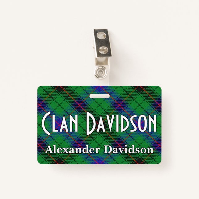 Badge Tartan vif de Davidson de clan (Devant avec clip)