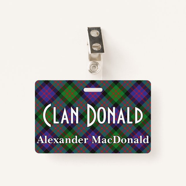 Badge Tartan vif de Donald MacDonald de clan (Devant avec clip)