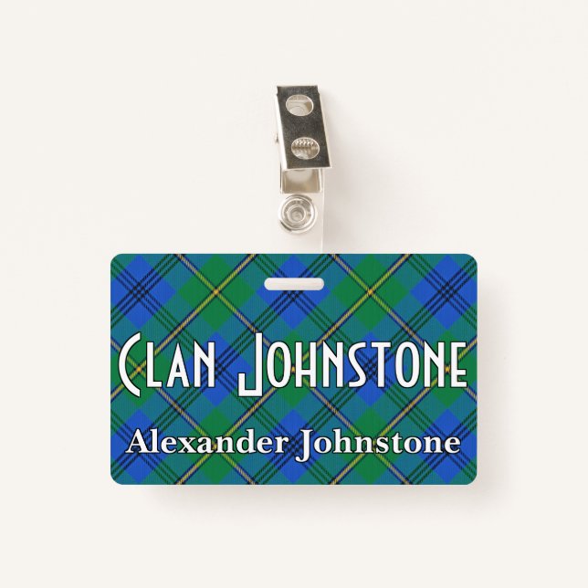 Badge Tartan vif de Johnstone Johnston de clan (Devant avec clip)