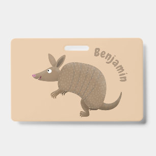 Badge Tatou drôle illustration de dessin animé heureux
