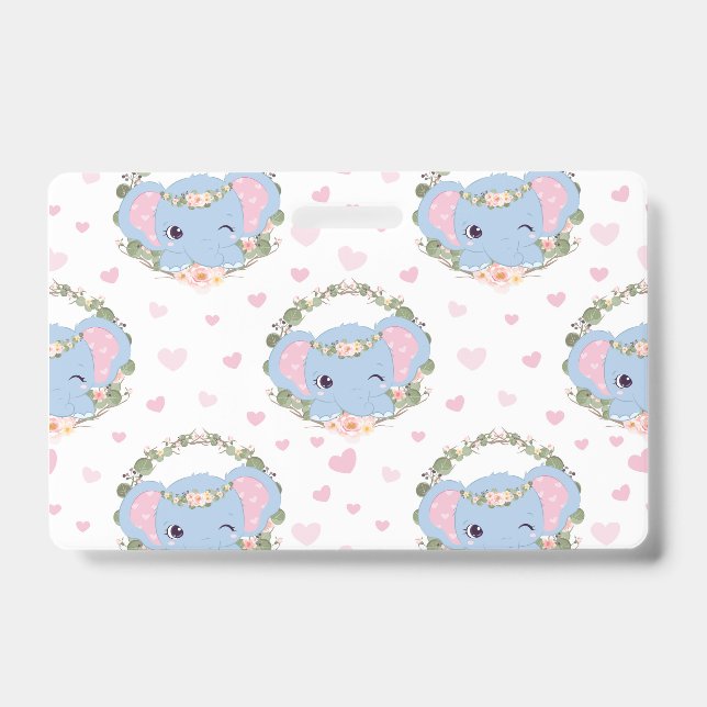 Badge Tatouage éléphant et fleur (Avant)