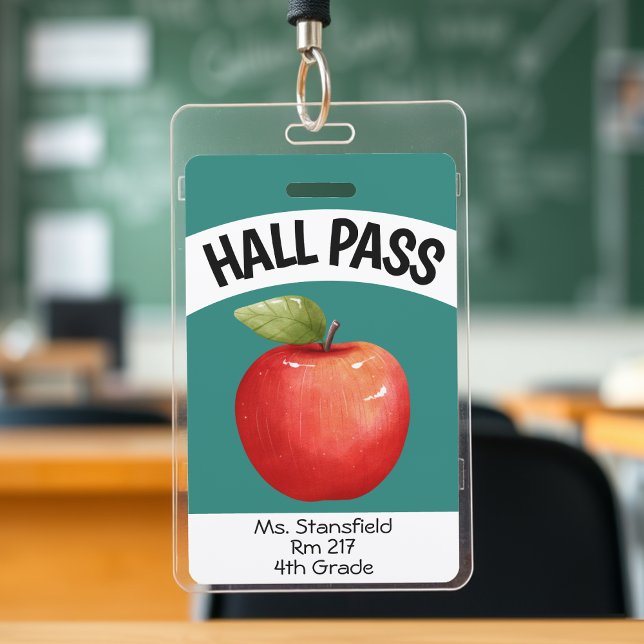 Badge Teacher Apple Classe étudiante Salle de bain Pass (Teacher Apple Student Class Bathroom Hall Pass Badge
)