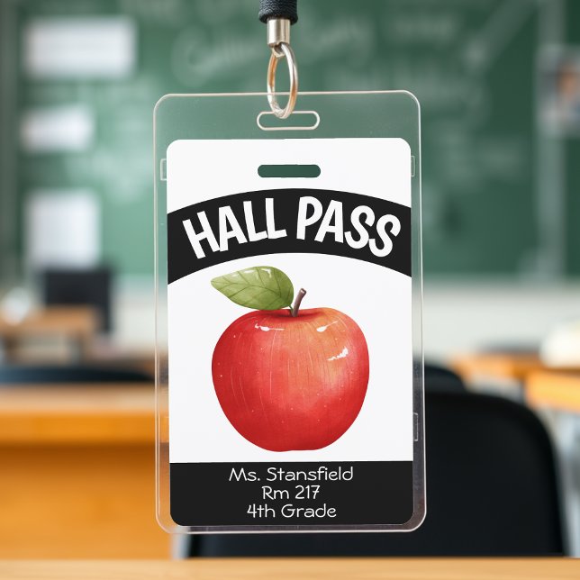 Badge Teacher Apple Classe étudiante Salle de bain Pass (Teacher Apple Student Class Bathroom Hall Pass Badge
)