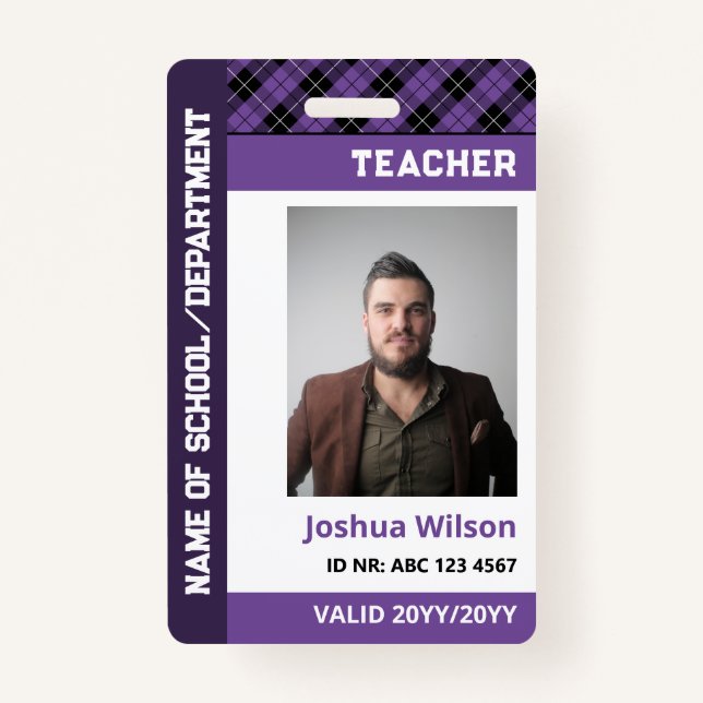 Badge Teacher de l'école avec carte d'identité photo vio (Devant)