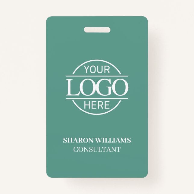 Badge Teal Green Employee ID with Custom Business Logo (Devant)