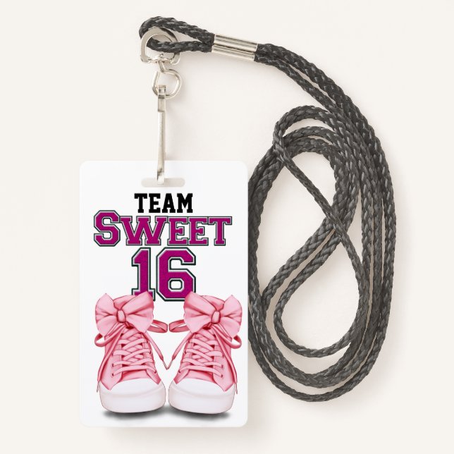 Badge Team Sweet 16 - Voir Retour (Devant avec lanière)