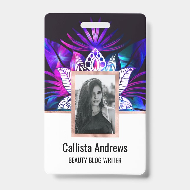 Badge Technologie Rétro Hipster Fleur de Lotus Feuille V (Avant)