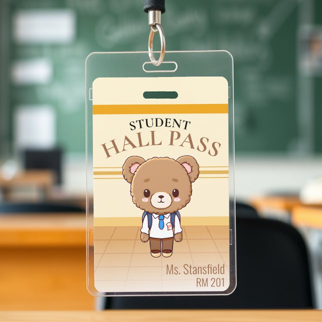 Badge Teddy Bear Passe de la salle de classe (Teddy Bear Teacher School Classroom Hall Pass Badge
)