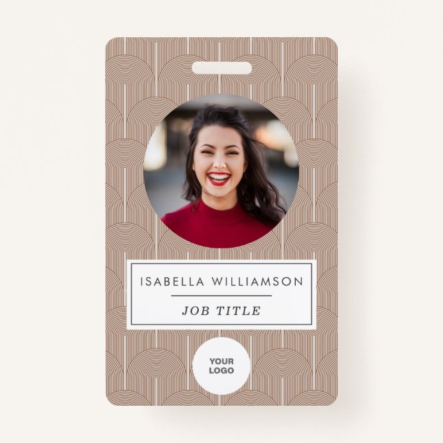 Badge Terracotta Brown Lines Identifiant photo unique em (Devant)