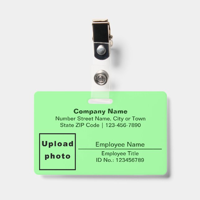 Badge Texte basé sur la photo de l'employé Rectangle Ver (Avant avec clip)