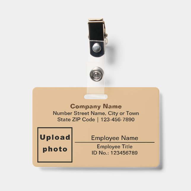 Badge Texte basé sur rectangle de photo d'employé marron (Avant avec clip)