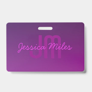 Badge Texte Monogrammé Modifiable Moderne & Ombre Violet