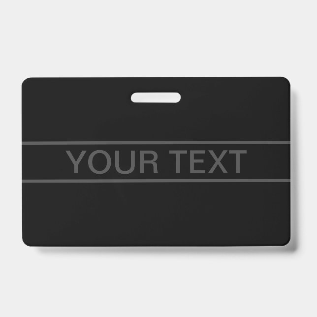Badge Texte personnalisable | Noir Moderne Gras & Gris F (Avant)