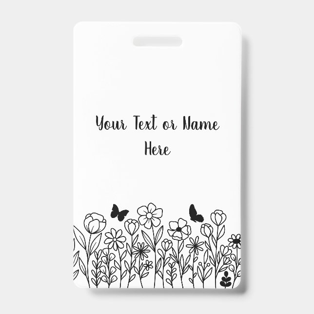 Badge Texte personnalisé avec fleurs (Avant)