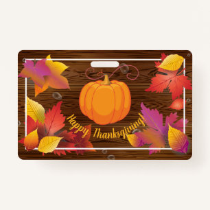 Badge Thanksgiving Holiday Fall Feuilles d'érable, décor