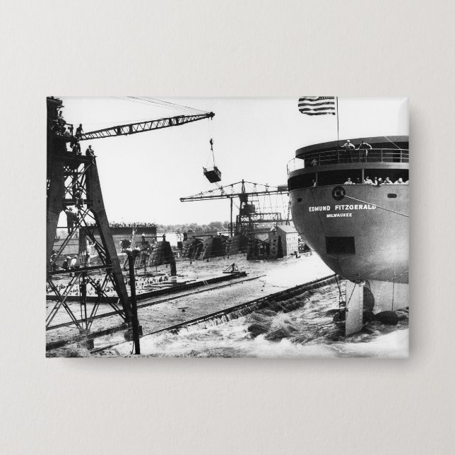 Badge The Edmund Fitzgerald Vintage Great Lakes Ship (Recto)