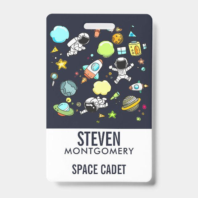 Badge Thème Cool de l'Espace - Astronautes et Navires Fu (Avant)