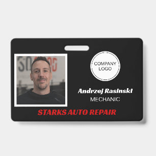 Badge Thème de course Photo d'employé et logo de l'entre