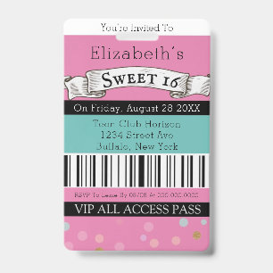Badge Thème Vintage Chic Turquoise Rose VIP Fête Sweet 1