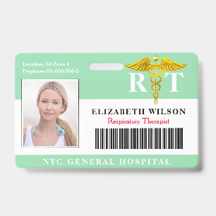 Badge Thérapeute respiratoire   ID photo d'employé médic