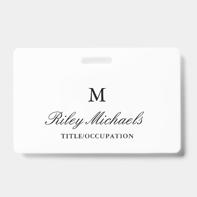 Badge Titre de monogramme élégant noir simple (Avant)