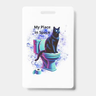Badge Toilette de chat Noir Cosmique - Vaporwave Surreal