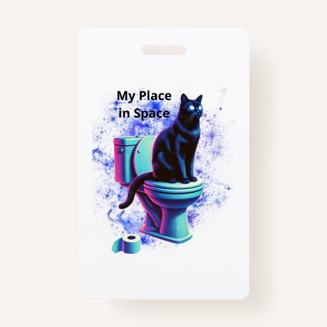 Badge Toilette de chat Noir Cosmique - Vaporwave Surreal (Devant)