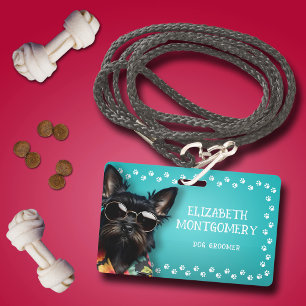 Badge Toiletteur pour chiens Empreinte de patte Bordure