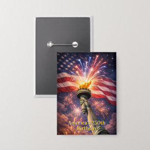 Badge Torche de la Liberté Feux d'Artifice USA 250e 4 Ju