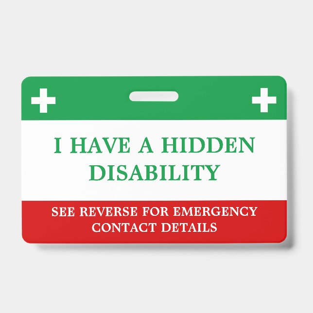 Badge Tour de cou d'alerte médicale pour handicap caché  (Avant)