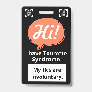 Badge Tourette Syndrome Lanyard Bénévolat Bulle de Texte
