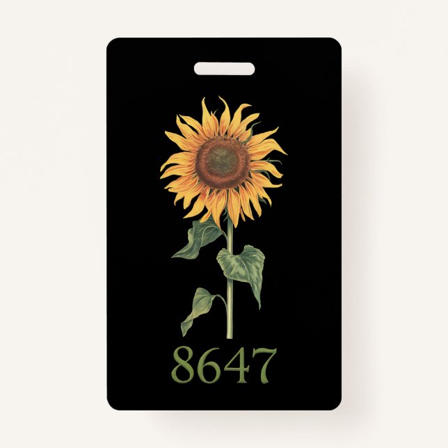Badge Tournesol 8647 86 47 Subtle Anti Trump Floral Boho (Devant)