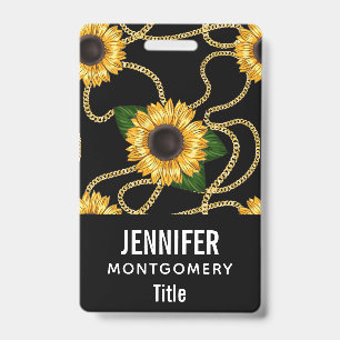 Badge Tournesols jaunes élégants motif stylé sur fond no