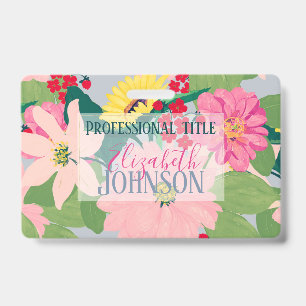 Badge Tournsoleaux élégants à l'aquarelle Fleurs rose pâ