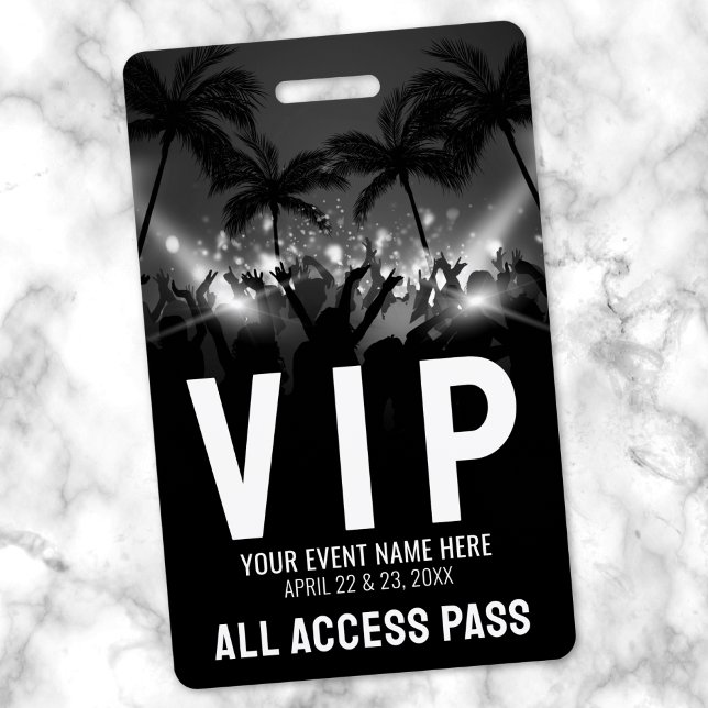 Badge Tous les accès Pass Black White Event VIP (All Access Pass Black White Event VIP Badge )