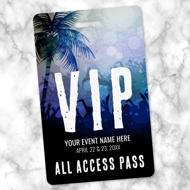 Badge Tout Accès Blue VIP (All Access Black Blue VIP Badge)