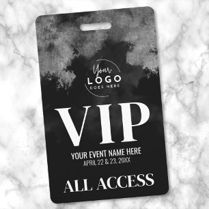 Badge Tout Accès Votre Logo Noir Blanc VIP