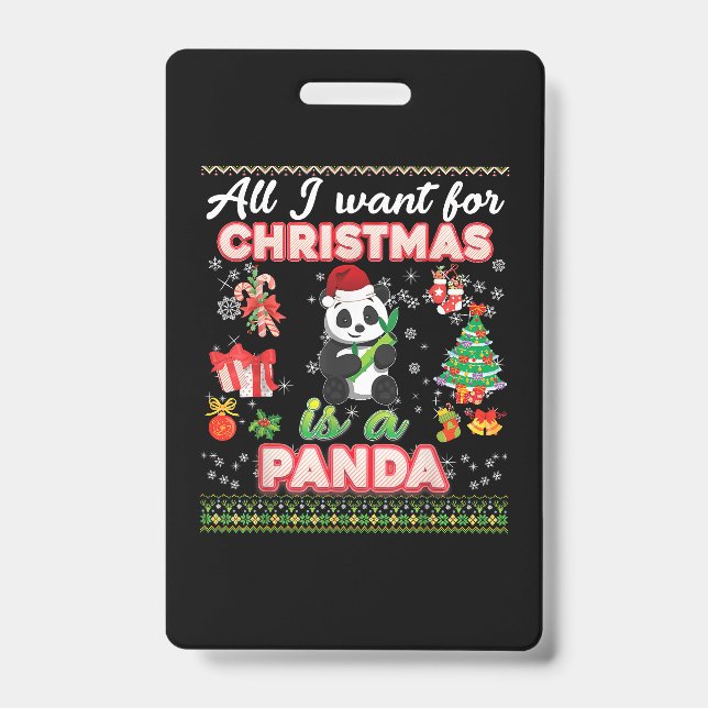 Badge Tout Ce Que Je Veux Pour Noël, C'Est Un Panda, Un  (Avant)