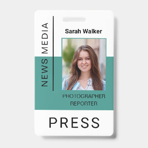 Badge Travailleur de presse ID employé des médias photo